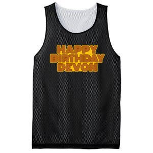 Happy Birthday Devon Personalized Name Retro Typography Mesh Reversible Basketball Jersey Tank