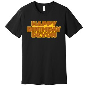 Happy Birthday Devon Personalized Name Retro Typography Premium T-Shirt