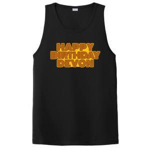 Happy Birthday Devon Personalized Name Retro Typography PosiCharge Competitor Tank