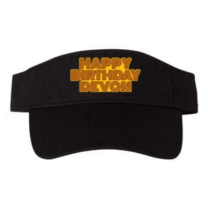 Happy Birthday Devon Personalized Name Retro Typography Valucap Bio-Washed Visor