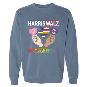 Harriswalz : Bridging Divides Building Unity Funny Gift Garment-Dyed Sweatshirt