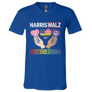 Harriswalz : Bridging Divides Building Unity Funny Gift V-Neck T-Shirt