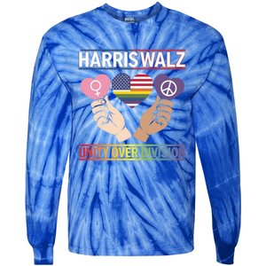 Harriswalz : Bridging Divides Building Unity Funny Gift Tie-Dye Long Sleeve Shirt