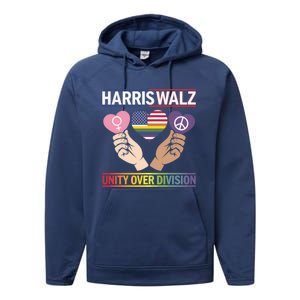 Harriswalz : Bridging Divides Building Unity Funny Gift Performance Fleece Hoodie