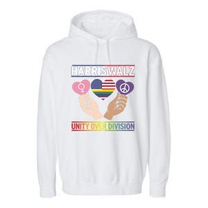 Harriswalz : Bridging Divides Building Unity Funny Gift Garment-Dyed Fleece Hoodie