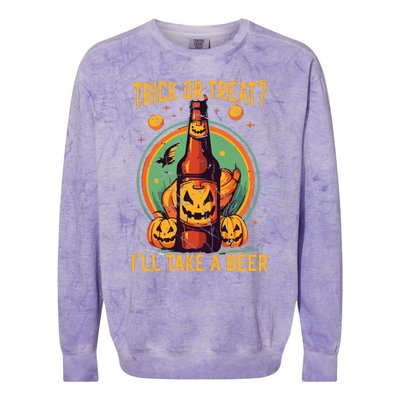 Halloween Beer Drinker Trick Or Treat Spooky Alcoholic Colorblast Crewneck Sweatshirt