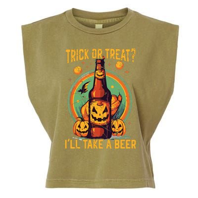 Halloween Beer Drinker Trick Or Treat Spooky Alcoholic Garment-Dyed Women's Muscle Tee