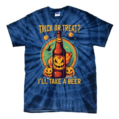 Halloween Beer Drinker Trick Or Treat Spooky Alcoholic Tie-Dye T-Shirt