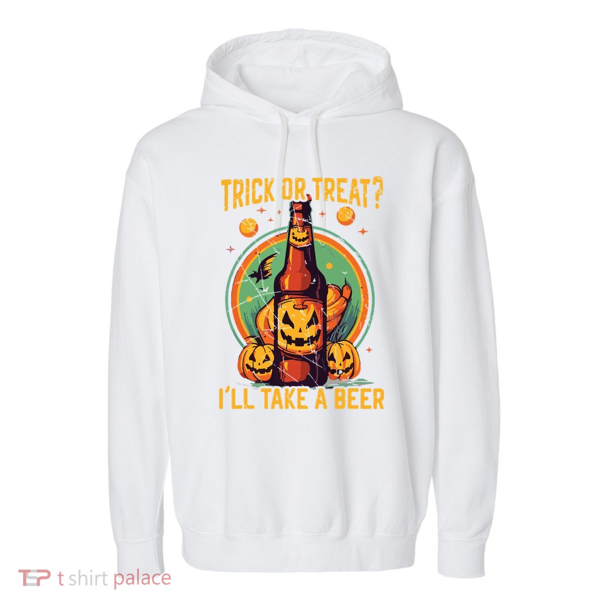 Halloween Beer Drinker Trick Or Treat Spooky Alcoholic Garment-Dyed Fleece Hoodie