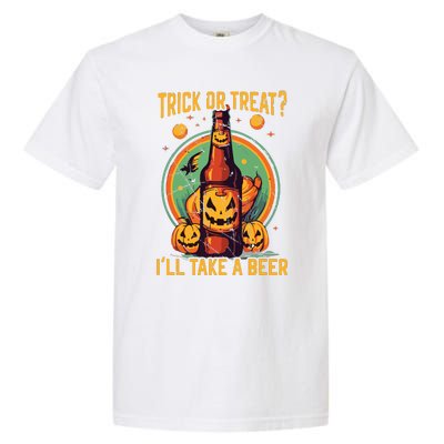 Halloween Beer Drinker Trick Or Treat Spooky Alcoholic Garment-Dyed Heavyweight T-Shirt