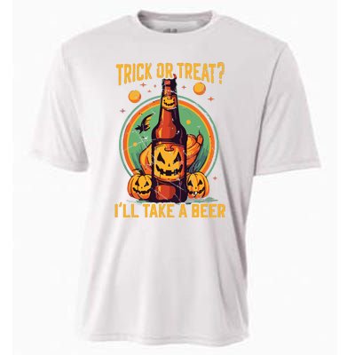 Halloween Beer Drinker Trick Or Treat Spooky Alcoholic Cooling Performance Crew T-Shirt