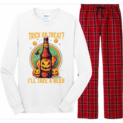 Halloween Beer Drinker Trick Or Treat Spooky Alcoholic Long Sleeve Pajama Set