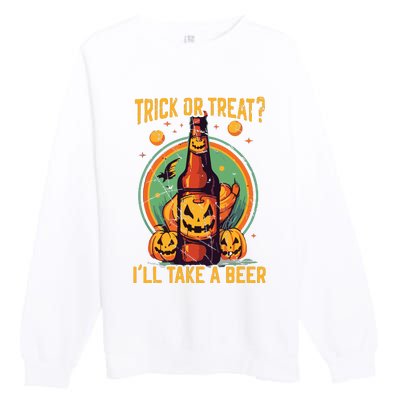 Halloween Beer Drinker Trick Or Treat Spooky Alcoholic Premium Crewneck Sweatshirt