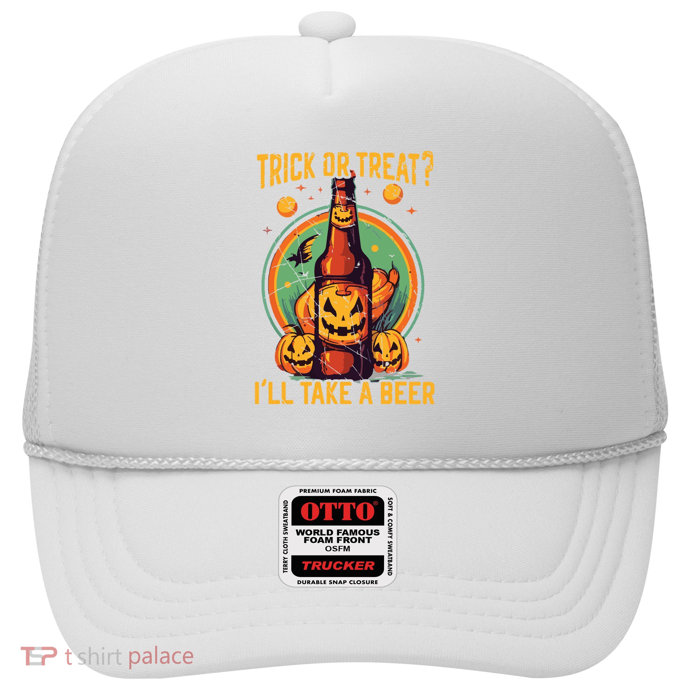 Halloween Beer Drinker Trick Or Treat Spooky Alcoholic Trucker Hat