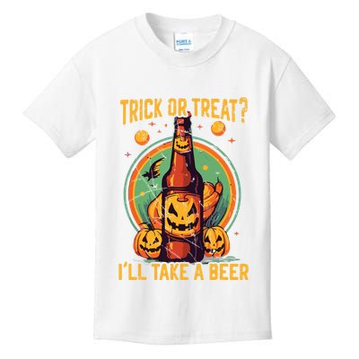 Halloween Beer Drinker Trick Or Treat Spooky Alcoholic Kids T-Shirt