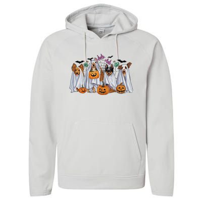 Halloween Boo Dogs Ghost Pumpkins Spooky Dog Lover Outfit Performance Fleece Hoodie