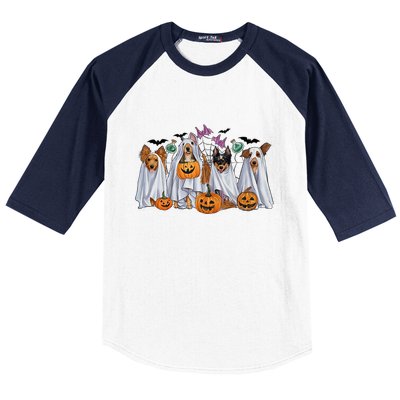 Halloween Boo Dogs Ghost Pumpkins Spooky Dog Lover Outfit Baseball Sleeve Shirt