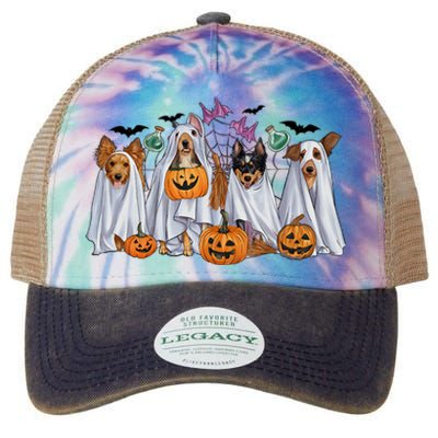 Halloween Boo Dogs Ghost Pumpkins Spooky Dog Lover Outfit Legacy Tie Dye Trucker Hat