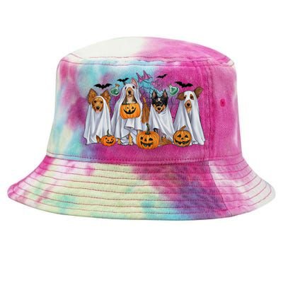 Halloween Boo Dogs Ghost Pumpkins Spooky Dog Lover Outfit Tie-Dyed Bucket Hat