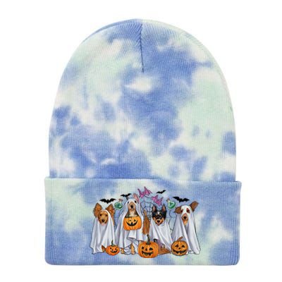 Halloween Boo Dogs Ghost Pumpkins Spooky Dog Lover Outfit Tie Dye 12in Knit Beanie