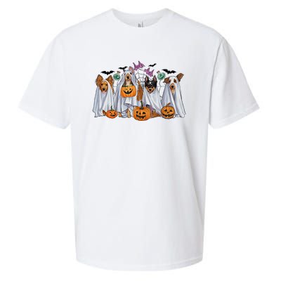 Halloween Boo Dogs Ghost Pumpkins Spooky Dog Lover Outfit Sueded Cloud Jersey T-Shirt