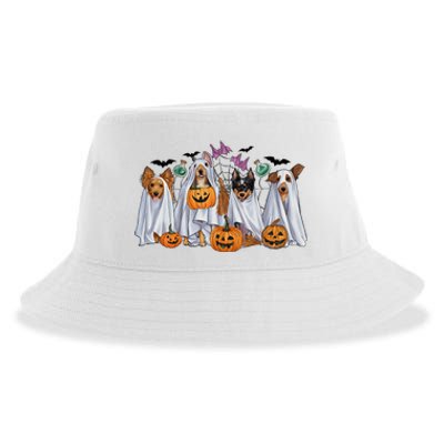 Halloween Boo Dogs Ghost Pumpkins Spooky Dog Lover Outfit Sustainable Bucket Hat