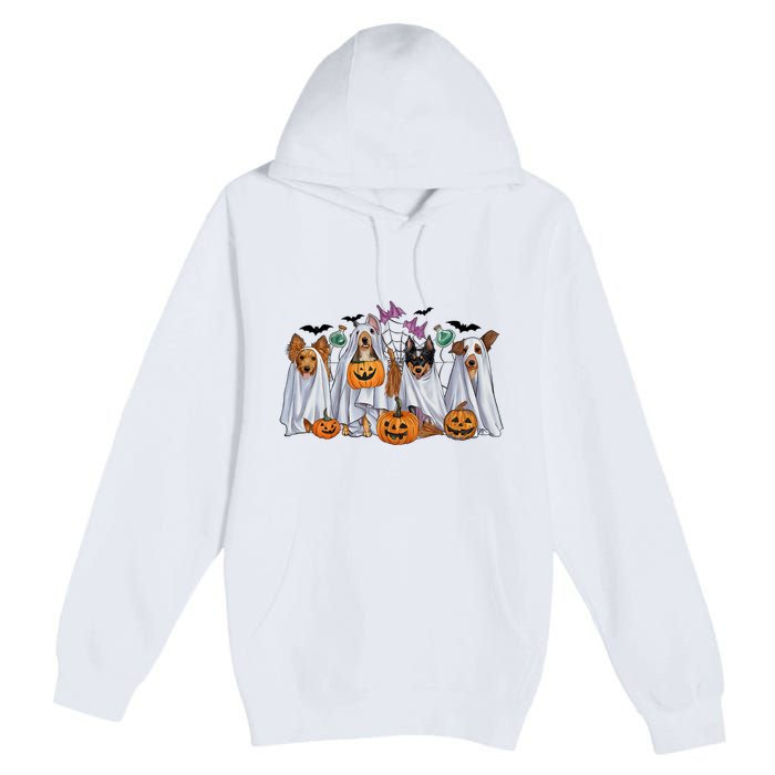 Halloween Boo Dogs Ghost Pumpkins Spooky Dog Lover Outfit Premium Pullover Hoodie