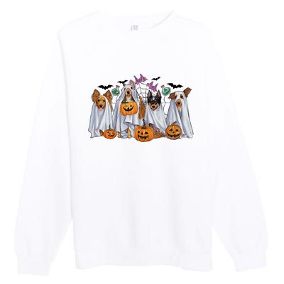 Halloween Boo Dogs Ghost Pumpkins Spooky Dog Lover Outfit Premium Crewneck Sweatshirt