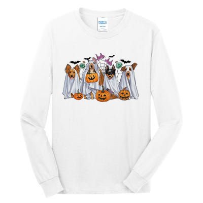 Halloween Boo Dogs Ghost Pumpkins Spooky Dog Lover Outfit Tall Long Sleeve T-Shirt