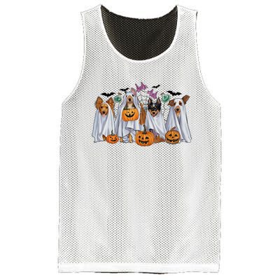 Halloween Boo Dogs Ghost Pumpkins Spooky Dog Lover Outfit Mesh Reversible Basketball Jersey Tank