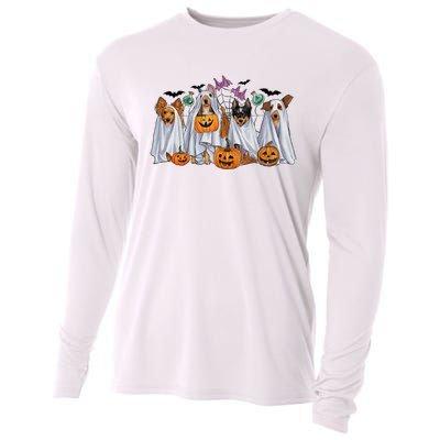 Halloween Boo Dogs Ghost Pumpkins Spooky Dog Lover Outfit Cooling Performance Long Sleeve Crew