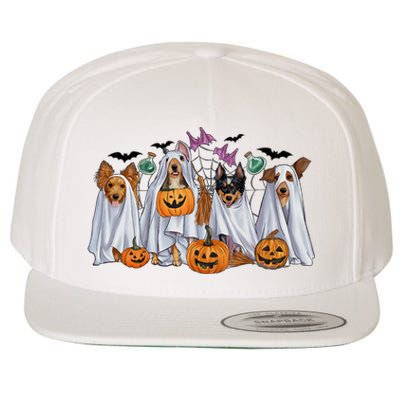 Halloween Boo Dogs Ghost Pumpkins Spooky Dog Lover Outfit Wool Snapback Cap