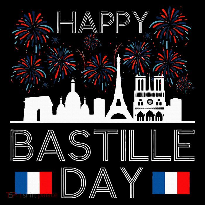 Happy Bastille Day France Paris French Flag Fireworks T-Shirt