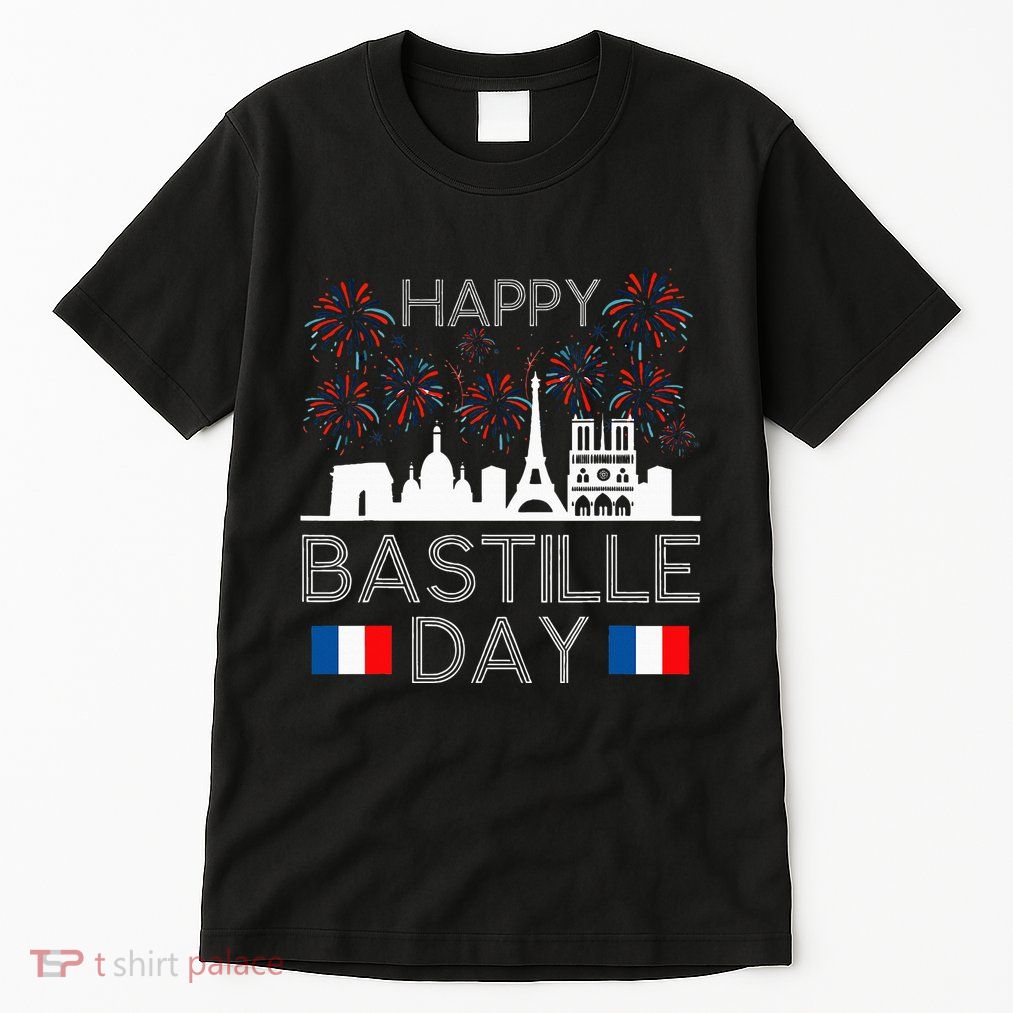 Happy Bastille Day France Paris French Flag Fireworks Tall T-Shirt
