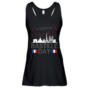 Happy Bastille Day France Paris French Flag Fireworks Ladies Essential Flowy Tank