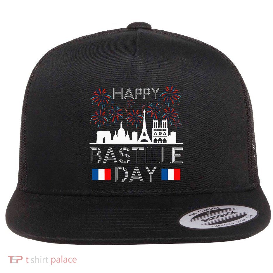Happy Bastille Day France Paris French Flag Fireworks Flatbill Hat