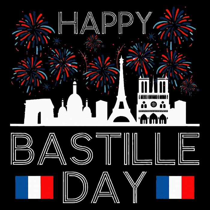 Happy Bastille Day France Paris French Flag Fireworks Pom Pom 12in Knit Beanie