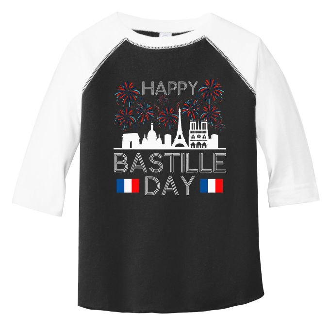 Happy Bastille Day France Paris French Flag Fireworks Toddler Fine Jersey T-Shirt