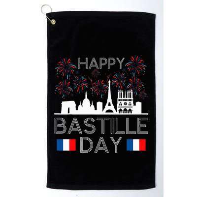 Happy Bastille Day France Paris French Flag Fireworks Golf Towel