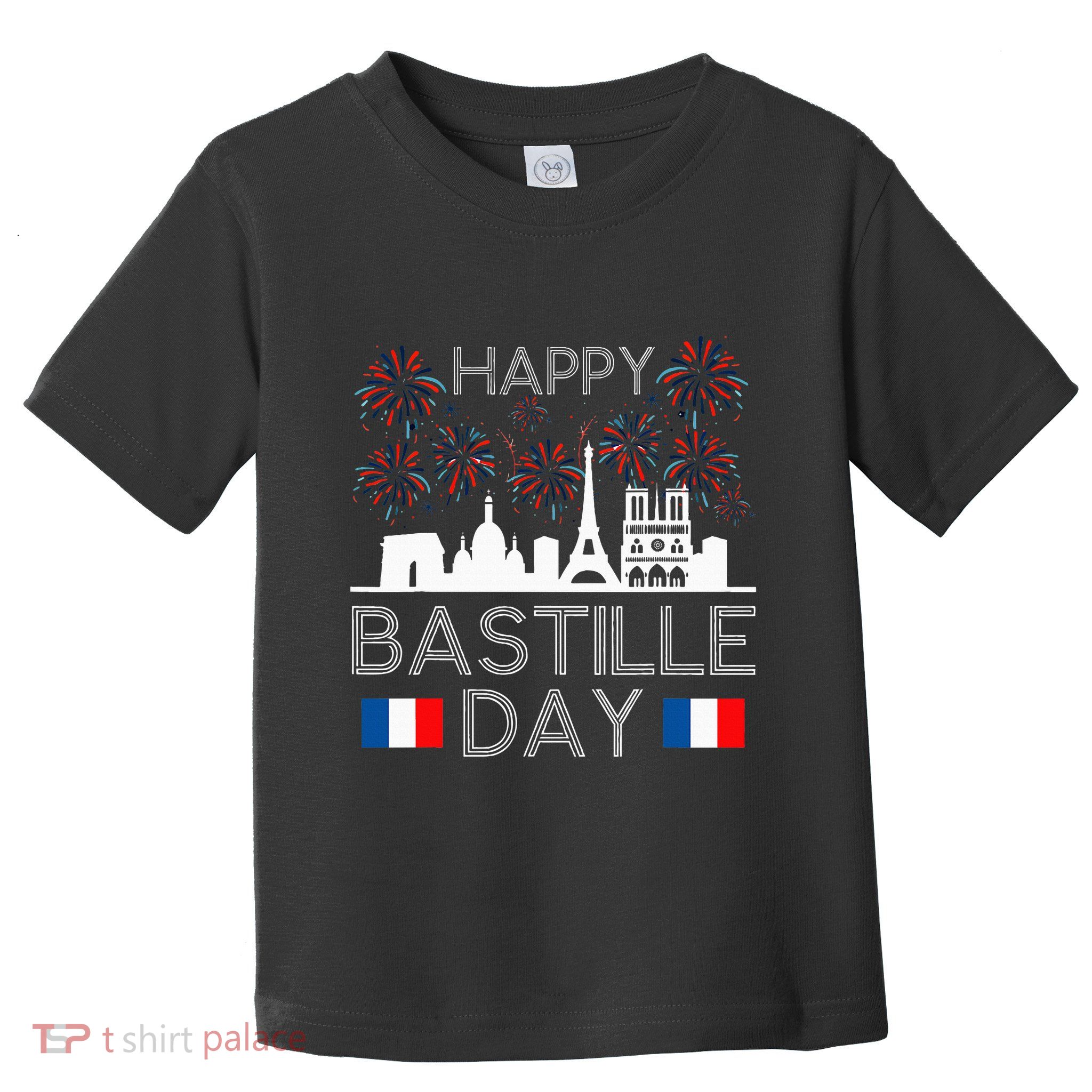 Happy Bastille Day France Paris French Flag Fireworks Toddler T-Shirt