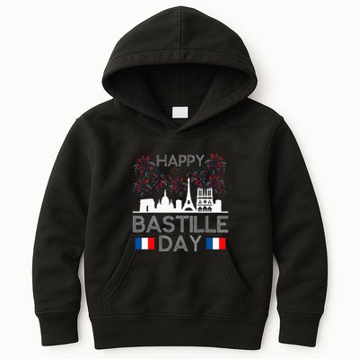 Happy Bastille Day France Paris French Flag Fireworks Kids Hoodie