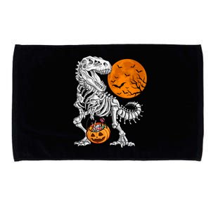 Halloween Boy Dinosaur Skeleton T Rex Scary Pumpkin Moon Microfiber Hand Towel