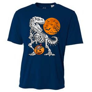 Halloween Boy Dinosaur Skeleton T Rex Scary Pumpkin Moon Cooling Performance Crew T-Shirt