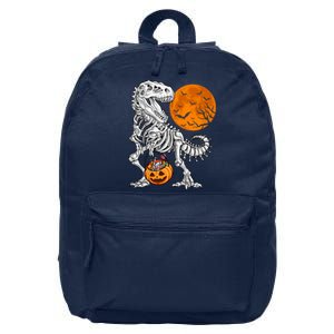 Halloween Boy Dinosaur Skeleton T Rex Scary Pumpkin Moon 16 in Basic Backpack