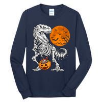 Halloween Boy Dinosaur Skeleton T Rex Scary Pumpkin Moon Tall Long Sleeve T-Shirt