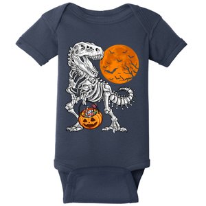 Halloween Boy Dinosaur Skeleton T Rex Scary Pumpkin Moon Baby Bodysuit