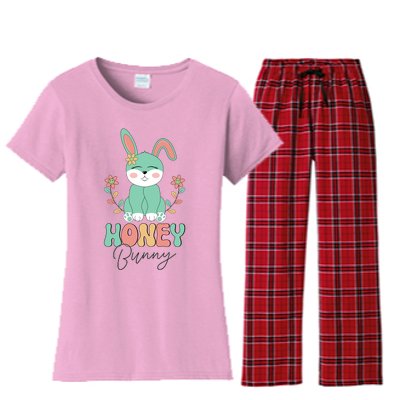 Honey Bunny Easter Bunny Retro Women's Flannel Pajama Set