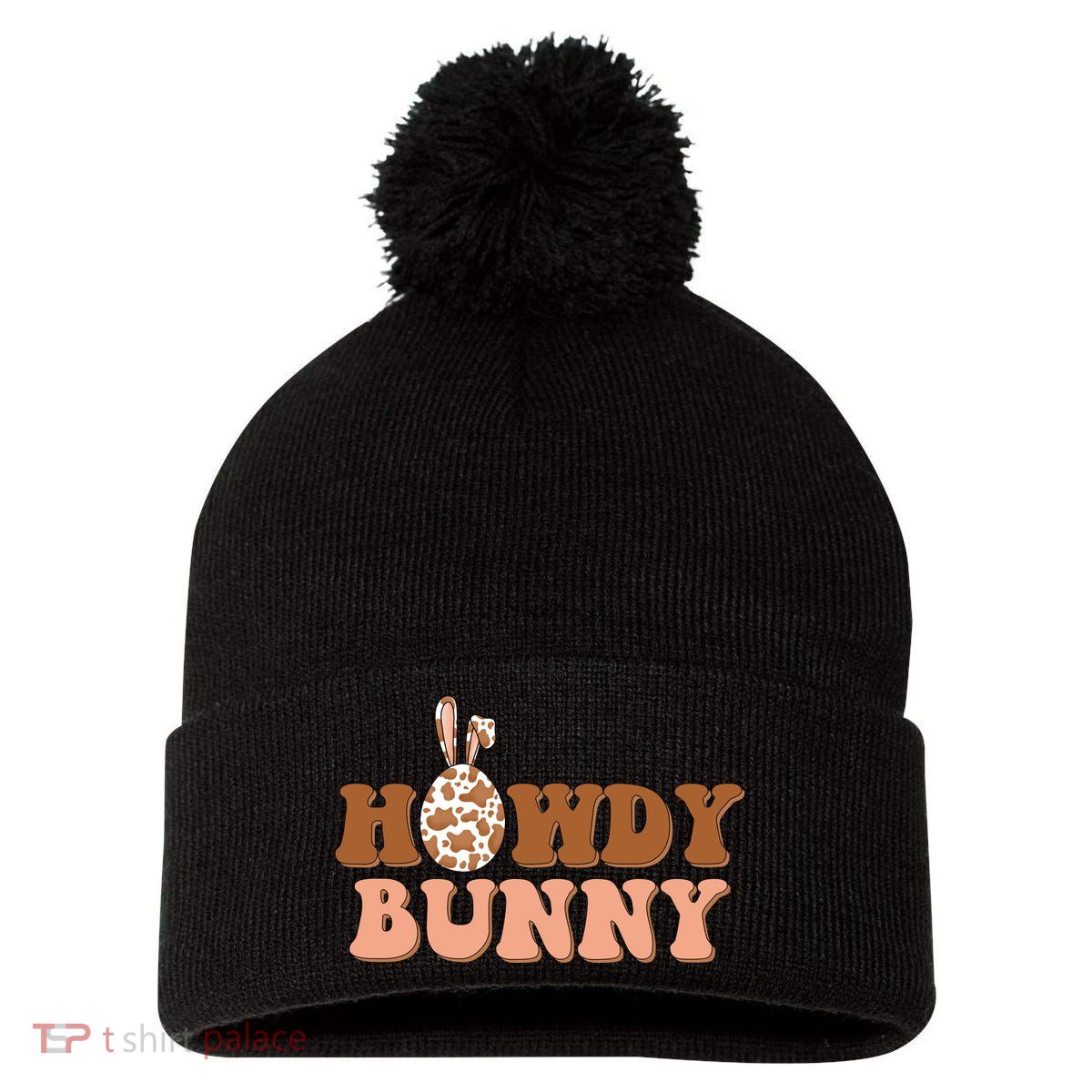 Howdy Bunny Easter Holiday Pom Pom 12in Knit Beanie