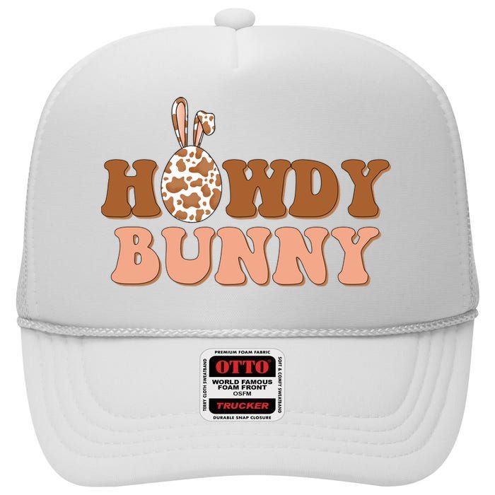 Howdy Bunny Easter Holiday High Crown Mesh Back Trucker Hat