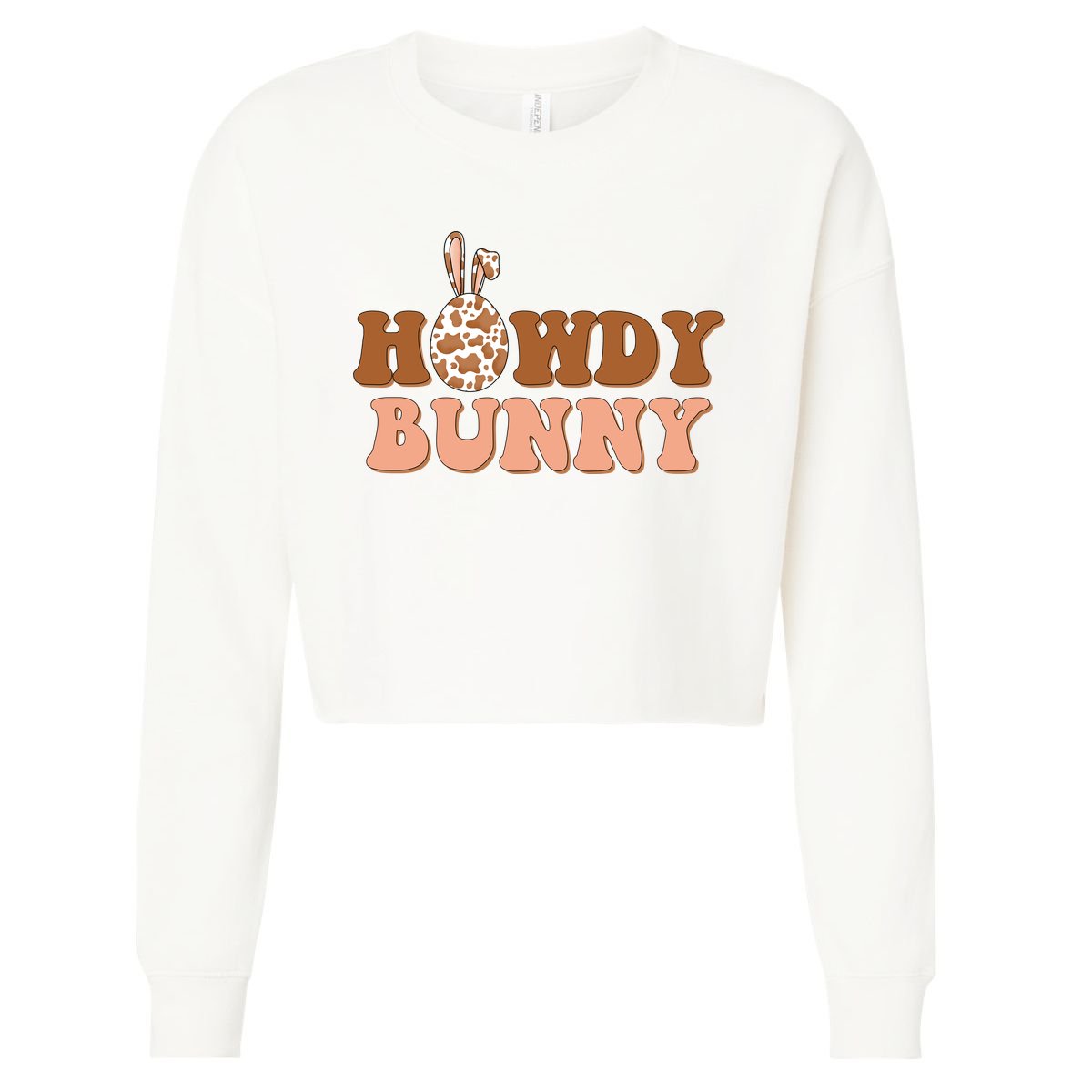 Howdy Bunny Easter Holiday Cropped Pullover Crew
